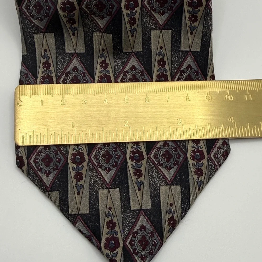 Preferred Stock Silk Tie OS Geometric Floral Dark Academia Grandpacore Vintage